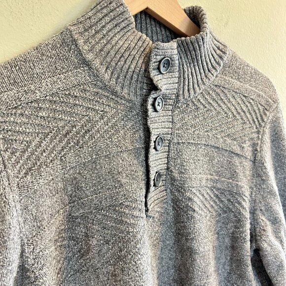 Marc Anthony Knit Sweater Mens Size Medium Gray Henley Button Alpaca Pullover - Picture 2 of 8
